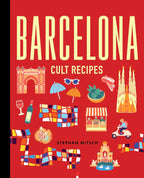 Portada de recetario con letras grandes y dibujos de tapas estilo mosaico.