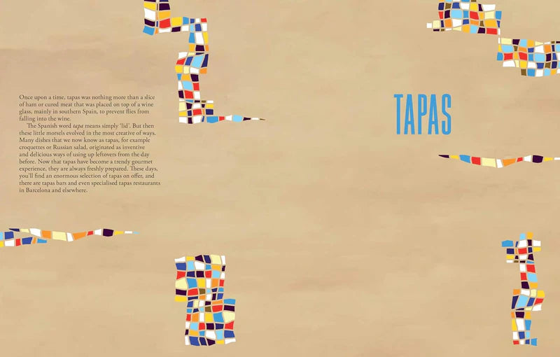Página del recetario con el título 'TAPAS' y letras decoradas con mosaico.