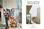 Páginas de revista con título “ALICIA KEYS & SWIZZ BEATZ” y foto interior
