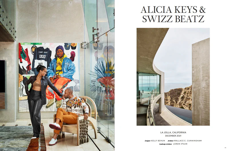 Páginas de revista con título “ALICIA KEYS & SWIZZ BEATZ” y foto interior