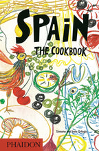 Portada del libro de cocina con ilustración colorida y logo PHAIDON