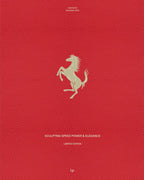 Portada de libro roja con logotipo dorado de Ferrari y título en letras pequeñas