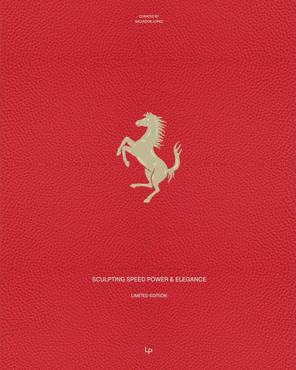 Portada de libro roja con logotipo dorado de Ferrari y título en letras pequeñas