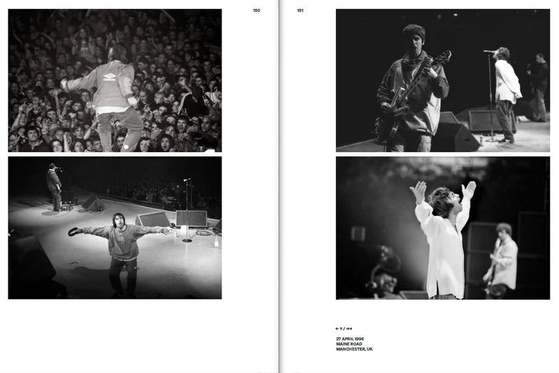 Página con cuatro fotos en blanco y negro de un concierto