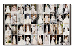 Libro abierto con collage de vestidos de alta costura
