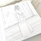 Libro para colorear Jordi Labanda, página interior con dibujo lineal de mujer