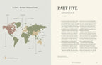 Libro abierto con mapa mundial de producción de whisky y “Part Five”