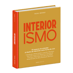 Libro de interiorismo con tapa amarilla y texto “INTERIORISMO” en rojo
