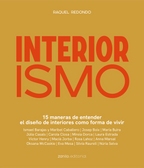 Libro de interiorismo, portada con texto rojo INTERIOR ISMO y autora Raquel Redondo