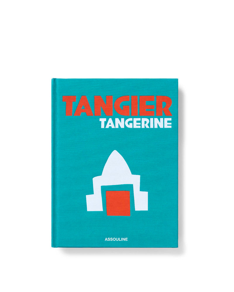 Libro Assouline Tangerine con portada turquesa, texto Tanger y emblema blanco
