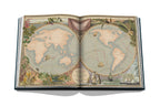 Libro abierto con dos mapas coloreados de islas en papel ilustrado