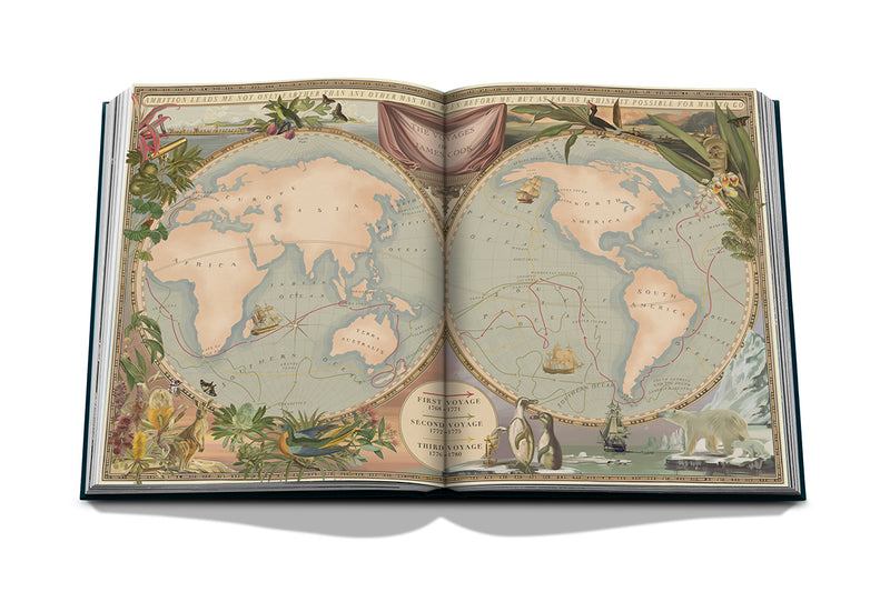 Libro abierto con dos mapas coloreados de islas en papel ilustrado