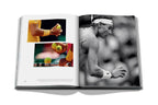 Libro abierto de Assouline con fotos deportivas en color y blanco y negro.