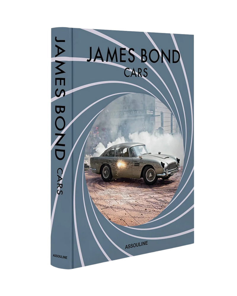Libro de coches James Bond con portada azul y logotipo ASSOULINE