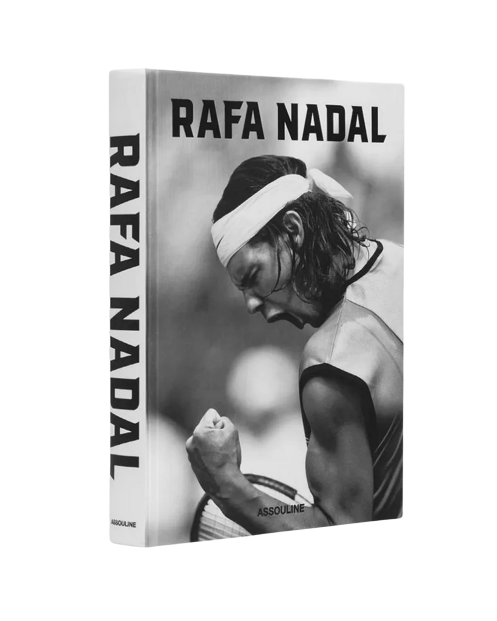 Libro Rafa Nadal de Assouline con portada en blanco y negro y cinta blanca.