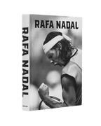 Libro Rafa Nadal de Assouline con portada en blanco y negro y cinta blanca.