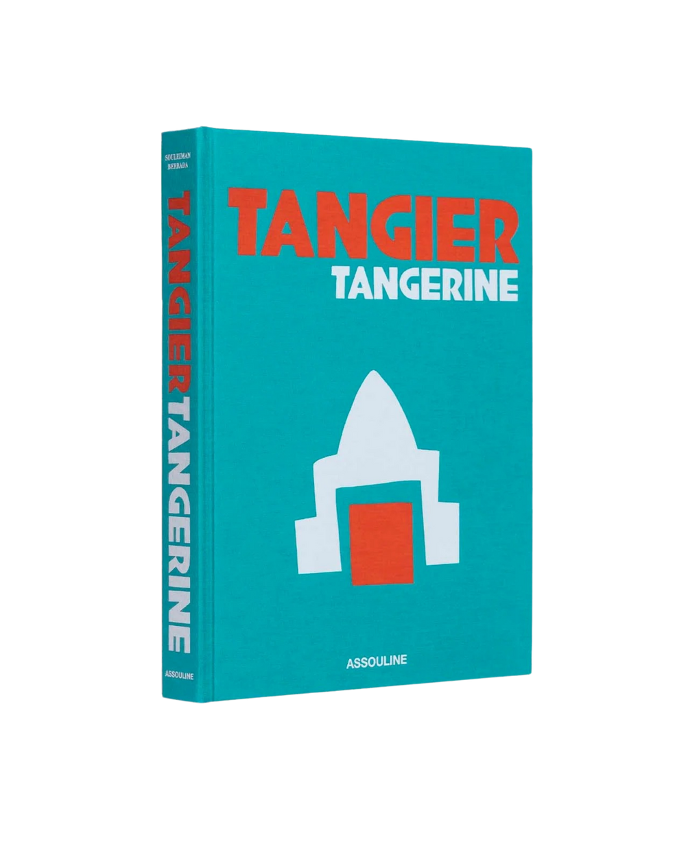 Libro Assouline Tangerine con portada turquesa, logotipo naranja y texto Tanger