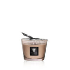 Vela Baobab en vaso de vidrio con cera crema y etiqueta frontal negra