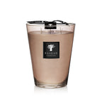 Vela Baobab en vaso de vidrio con cera crema, tapa transparente con mechas