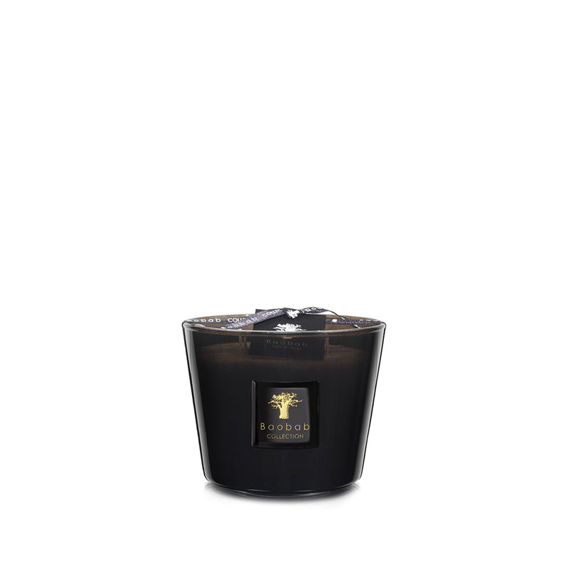 Vela Baobab Encre de Chine en vaso de vidrio negro con etiqueta dorada