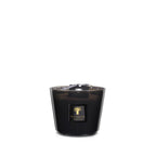 Vela Baobab Encre de Chine en vaso negro, vista frontal con placa dorada