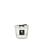 Vela en vaso de vidrio con cera crema, lazo negro y etiqueta Baobab Collection