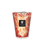 Vela aromática en vaso de vidrio alto con patrón coral y etiqueta negra Baobab Collection