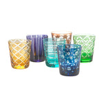 SET 6 VASOS CRISTAL TALLADO  COLORES