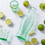 Jarra de cristal verde transparente con relieve de escamas Fish & Fish