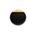 Espejo circular dorado con reverso negro y borde metálico