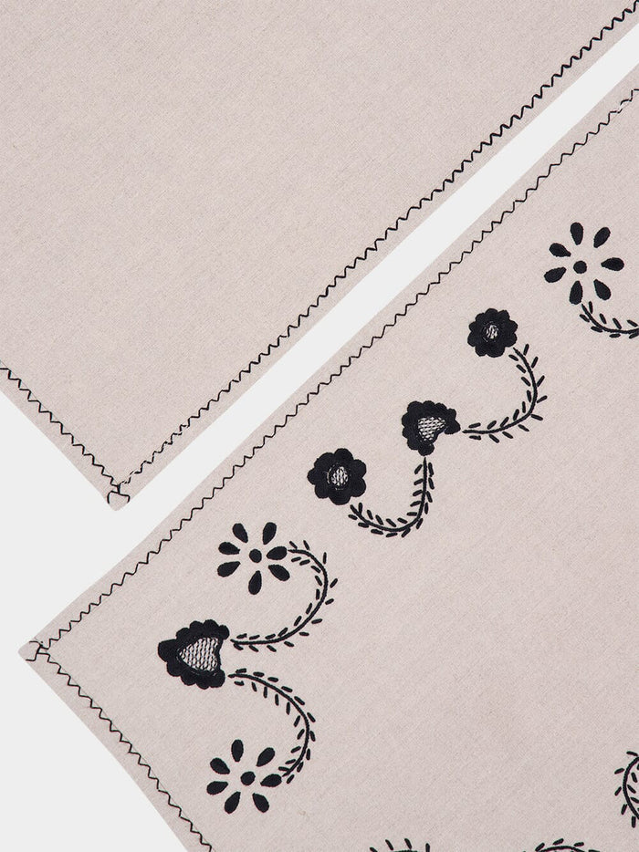 Set individual + servilleta Viana Beige-Negro