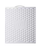 Bolsa rígida blanca con relieve de burbujas y logotipo golf en el centro