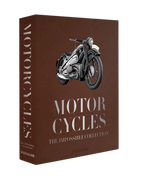 Libro de colección con portada de motocicleta y texto “MOTOR CYCLES”