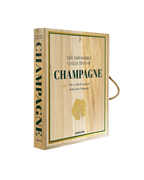 Caja de colección de champagne con tapa de madera y texto lateral verde