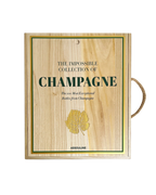 Caja de colección de champagne de madera con marco verde y etiqueta dorada