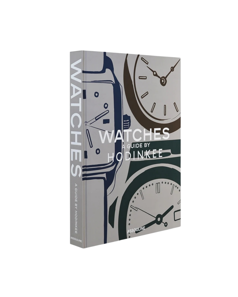 Guía de relojes Hodinkee de tapa dura, portada con ilustración de relojes y texto