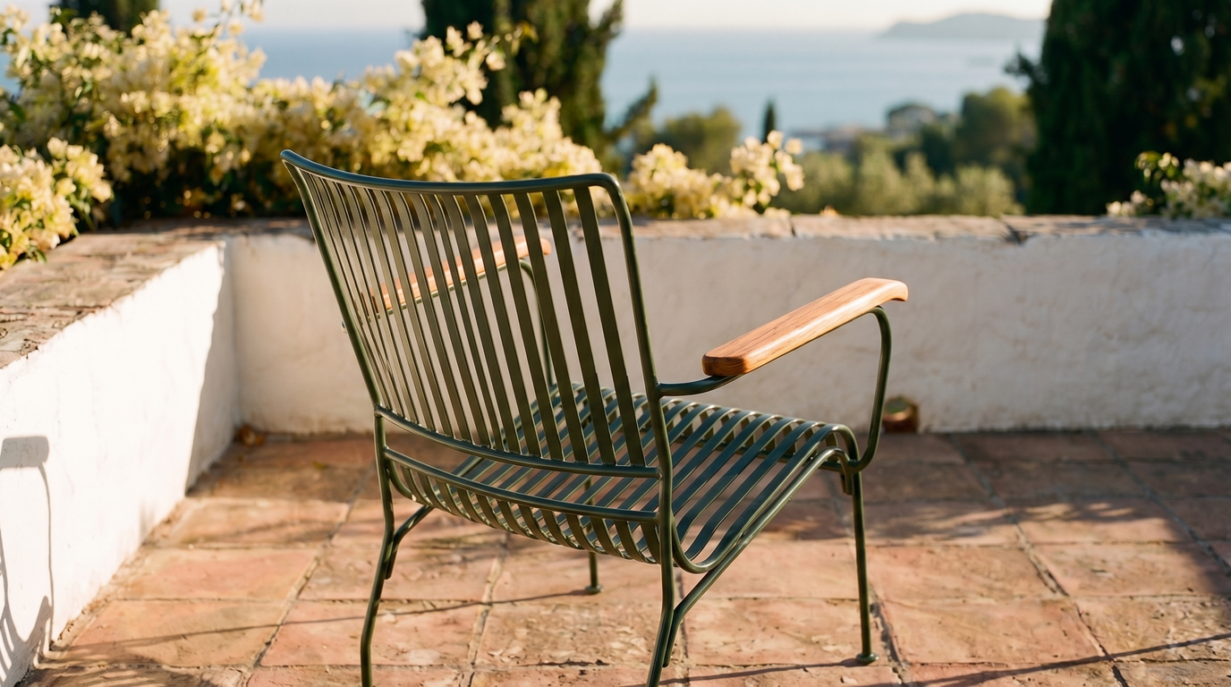 Silla de jardín estilo vintage hierro verde