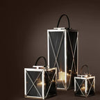 Farol Ipanema M: faróis quadrados com alça e vidro escuro (conjunto)